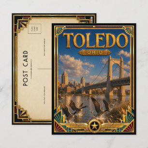 Carte Postale Toledo Ohio Art Déco vintage Âge d'or