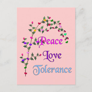 Carte Postale Tolérance de l'amour pour la paix