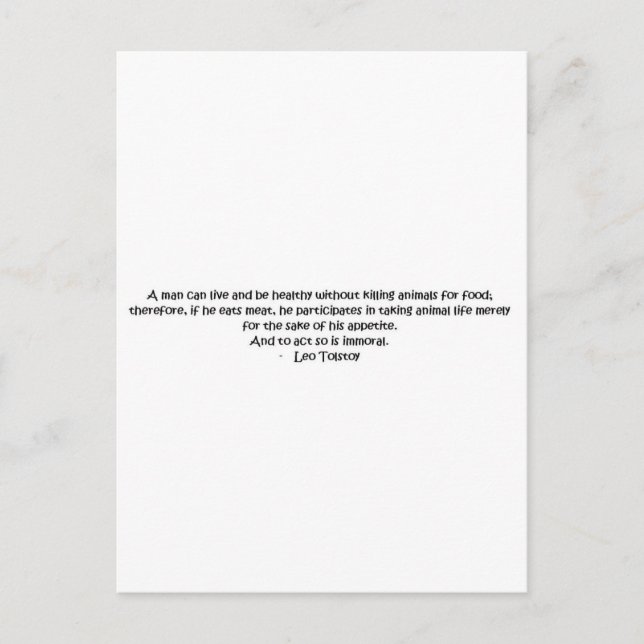 Carte Postale Tolstoï citation végétarienne (Devant)