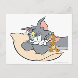 Carte Postale Tom et Jerry sur le Coussin