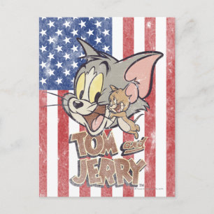 Carte Postale Tom & Jerry avec le drapeau américain