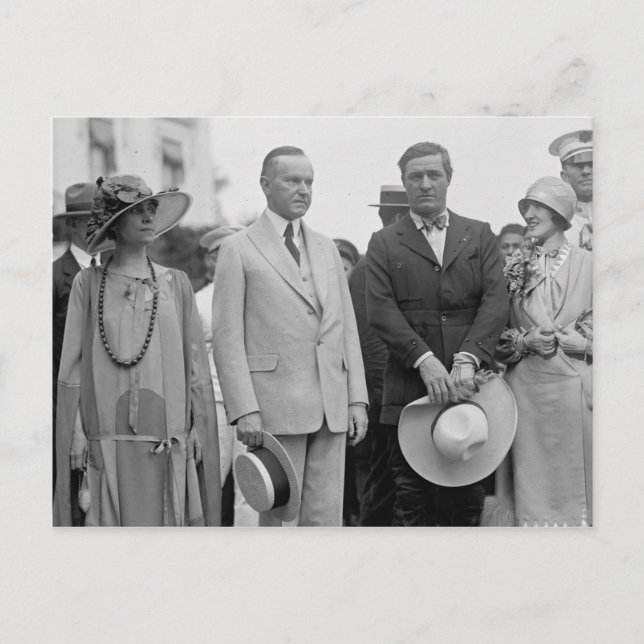 Carte Postale Tom Mix avec le président Coolidge (Devant)