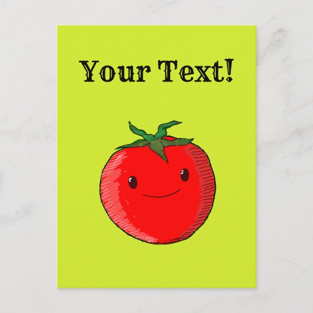 Carte Postale Tomate de dessin animé mignon Texte modifiable (Devant)