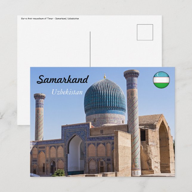 Carte Postale Tombeau d'Amir Timur - Samarkand, Ouzbékistan (Devant / Derrière)