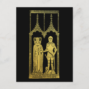Carte Postale Tombeau médiéval en laiton Rubbing Chevalier, Dame