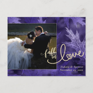 Carte Postale Tomber amoureux de l'automne | Merci photo violet