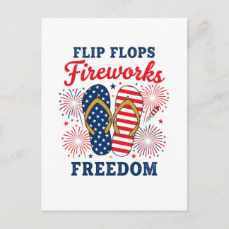 Carte Postale Tongs amusants feux d'artifice Liberté Patriotique