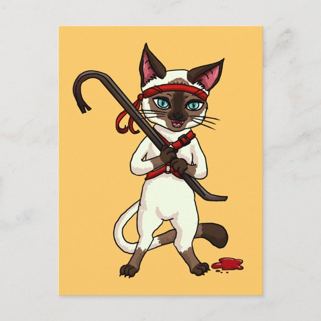 Carte Postale Tonkinois chat Zombie Slayer (Devant)