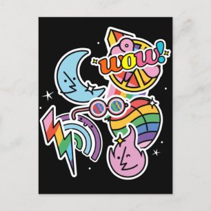Carte Postale Tonnerre de fierté. Amour arc-en-ciel. Wow amour