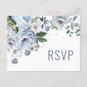 Carte Postale Tons de gris Dusty Bleu Mariage d'hiver RSVP Pos