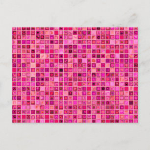 Carte Postale Tons De Mosaïque "Aquarelle" Rose Foncé Motif