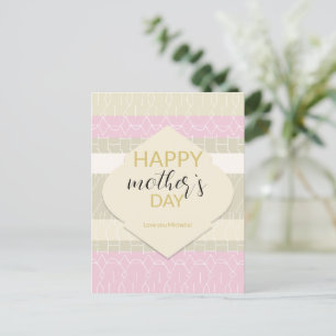 Carte Postale Tons pastel rose modernes avec motif géométrique