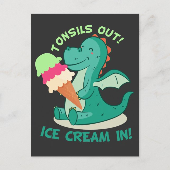 Carte Postale Tonsillectomie Chirurgie Tonsils out Glace Cream i (Devant)
