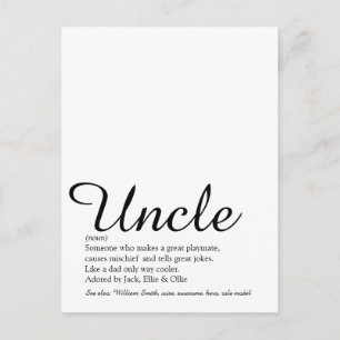 Carte Postale Tonton, Définition de Funcle Script Moderne Amusan