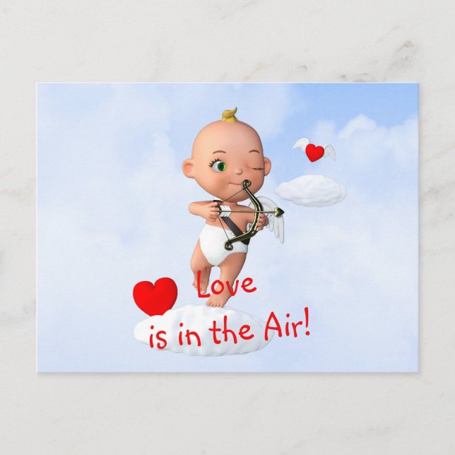 Carte Postale Toon Baby Cupid Flying with a Bow and Flrow (Devant)