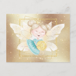 Carte Postale Tooth fairy letter   princess gold coin tooth
