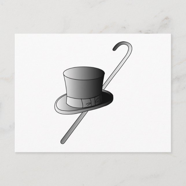 Carte Postale Top Hat et Canne (Devant)