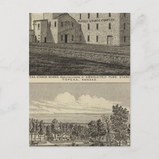 Carte Postale Topeka Starch Workings et Résidence du SM Howard (Devant)