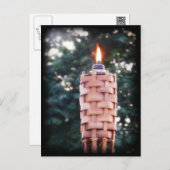 Carte Postale Torche Tiki - Torche extérieure Bambou avec flamme (Devant / Derrière)