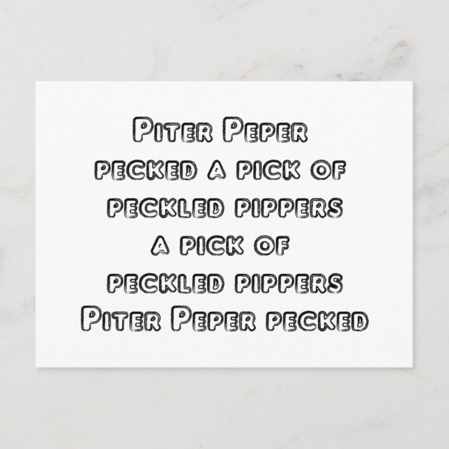 Carte Postale Torcheurs de langue Spoonérisés - Peter Piper (Devant)