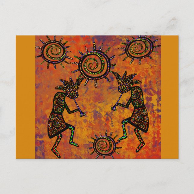 Carte Postale Torchon de cuisine d'art Kokopelli (Devant)