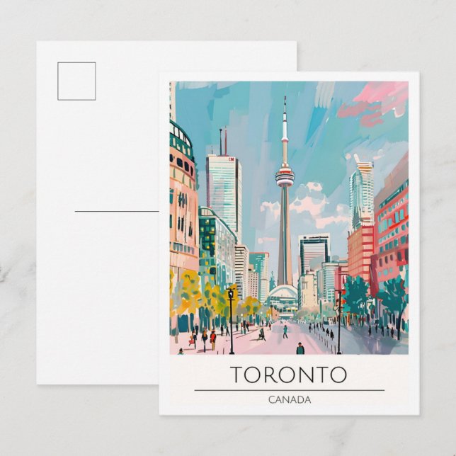 Carte Postale Toronto Canada Art Illustration Voyage (Devant / Derrière)