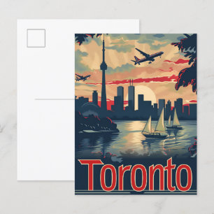 Carte Postale Toronto Canada Vintage Retro Illustration de voyag