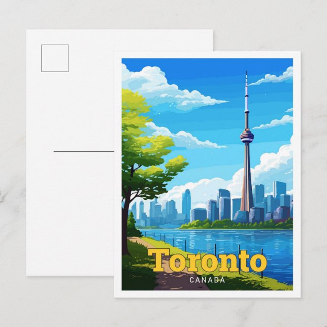 Carte Postale Toronto Canada Voyage Illustration Vintage (Devant / Derrière)