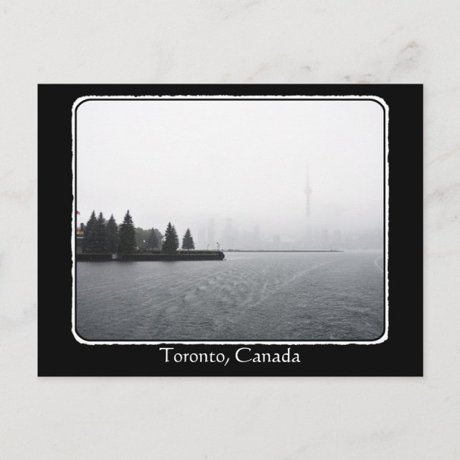 Carte Postale Toronto Harbour Skyline dans la pluie avec frontiè (Devant)
