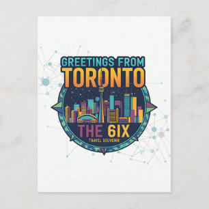 Carte Postale Toronto The 6ix Moderne Coloré Cool Abstrait 