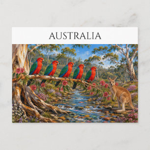 Carte Postale Torrent de perroquets royaux Australie Souvenir
