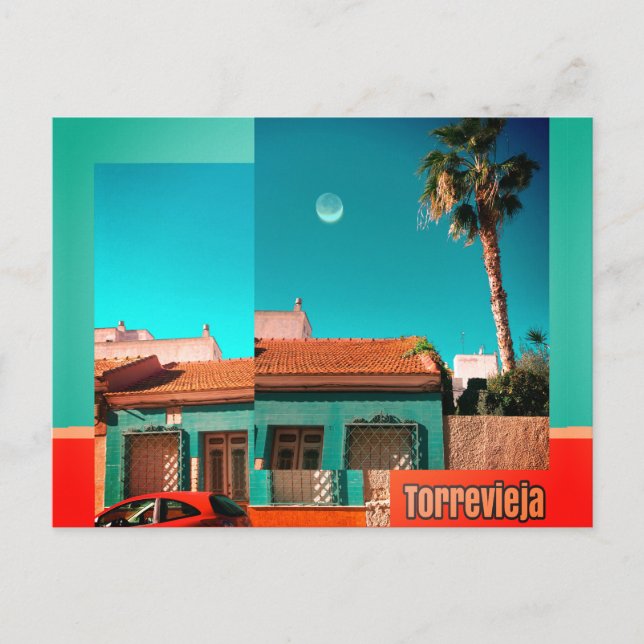 Carte Postale Torrevieja, Alicante en Orange et Turquoise (Devant)