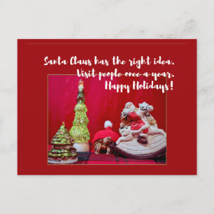 Carte Postale Tortoise et Santa Claus mignonne citation de Noël