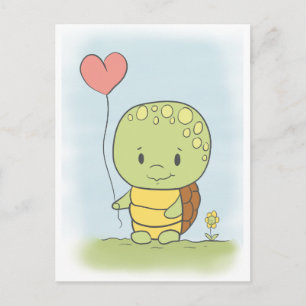 Carte Postale Tortue À Ballons Coeur