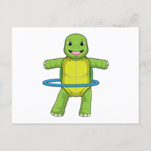 Carte Postale Tortue à Fitness avec pneus de Fitness