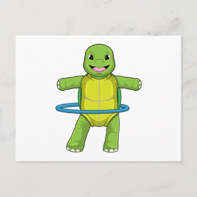 Carte Postale Tortue à la forme avec des pneus de fitness (Devant)