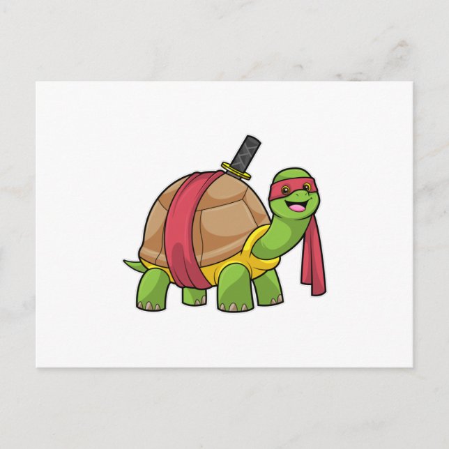 Carte Postale Tortue à l'art martial avec épée (Devant)