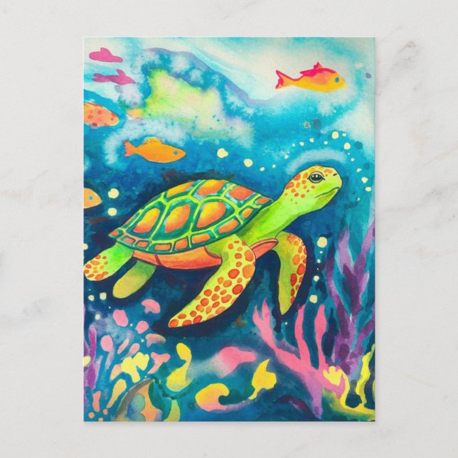 Carte Postale Tortue à peinture (Devant)