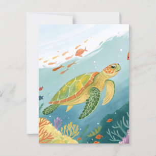 Carte Postale Tortue à peinture