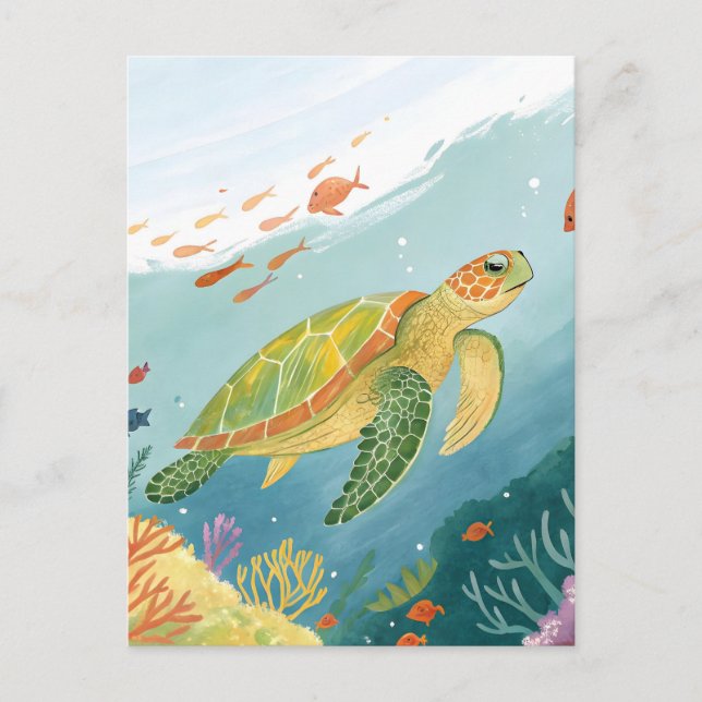 Carte Postale Tortue à peinture (Devant)