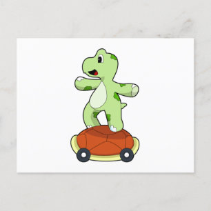 Carte Postale Tortue avec carapace comme skateboard