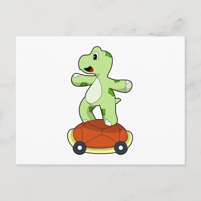 Carte Postale Tortue avec carapace comme skateboard (Devant)