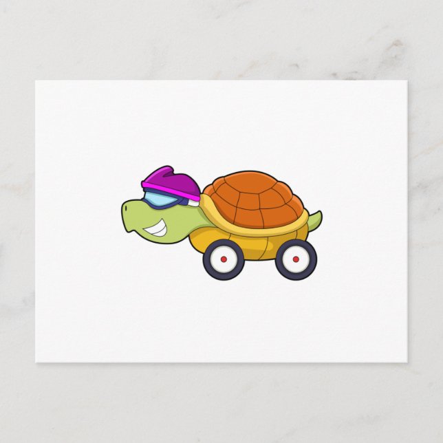 Carte Postale Tortue avec carapace en guise de voiture (Devant)