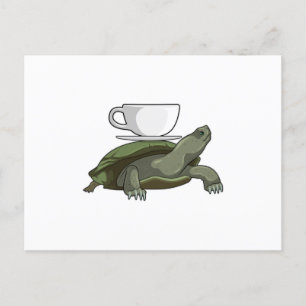 Carte Postale Tortue avec Tasse à Thé