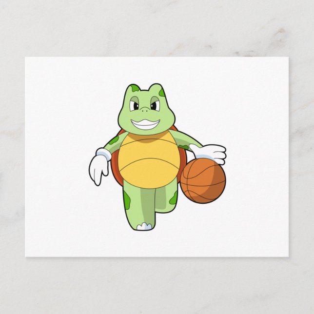 Carte Postale Tortue basketteur avec ballon de basket.PNG (Devant)