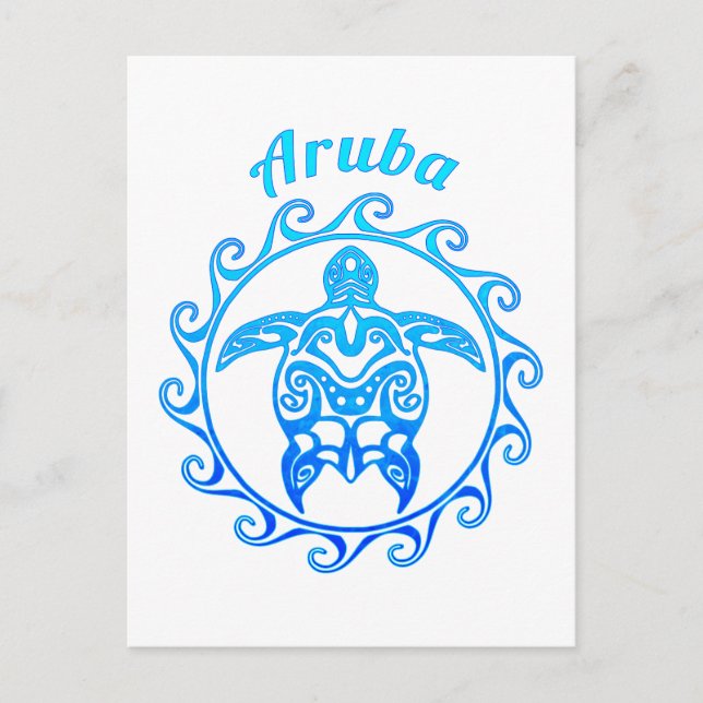 Carte Postale Tortue bleue Aruba (Devant)