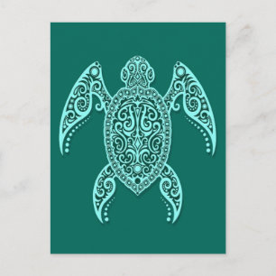 Carte Postale Tortue bleue Turquoise