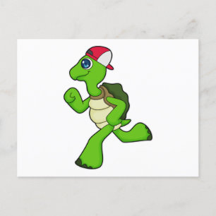 Carte Postale Tortue comme coureur avec Casquette