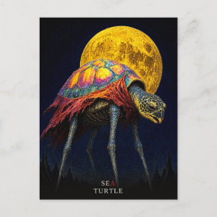 Carte Postale Tortue de mer à cape courte gothique Surréaliste