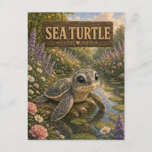 Carte Postale Tortue de mer Livre pour bébé Animaux de la nurser